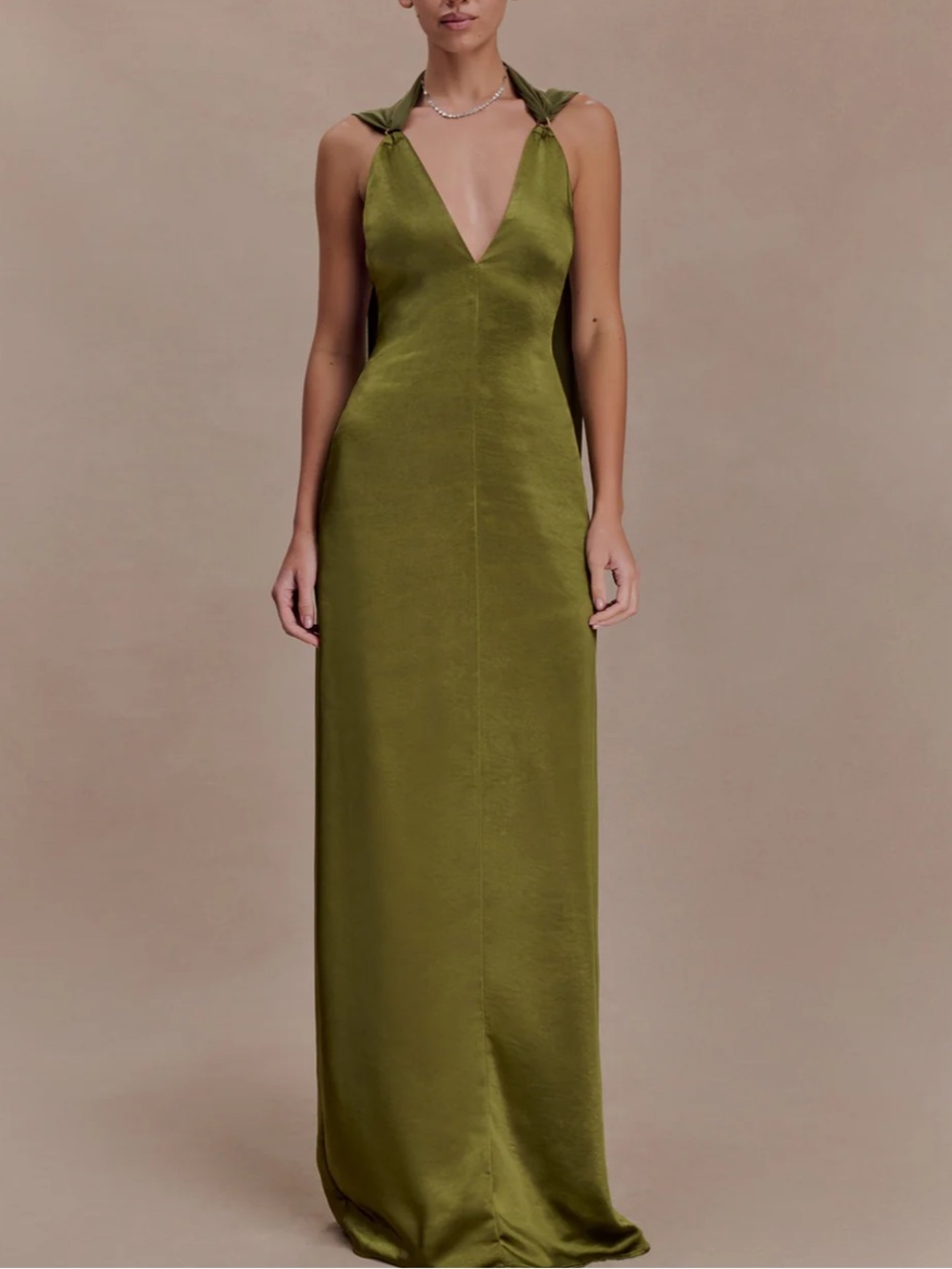 Meshki Myla draped shoulder satin maxi dress size XS